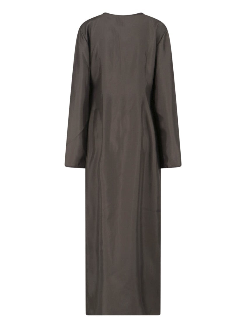 Róhe Silk Maxi Dress With V-Neck And Front Closure