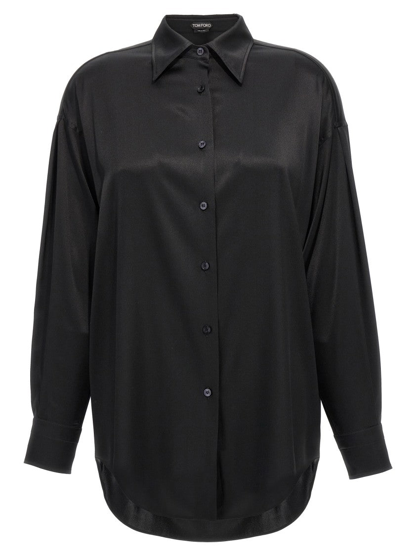 Tom Ford Shiny Silk Satin Shirt With Button Closure And Relaxed Fit
