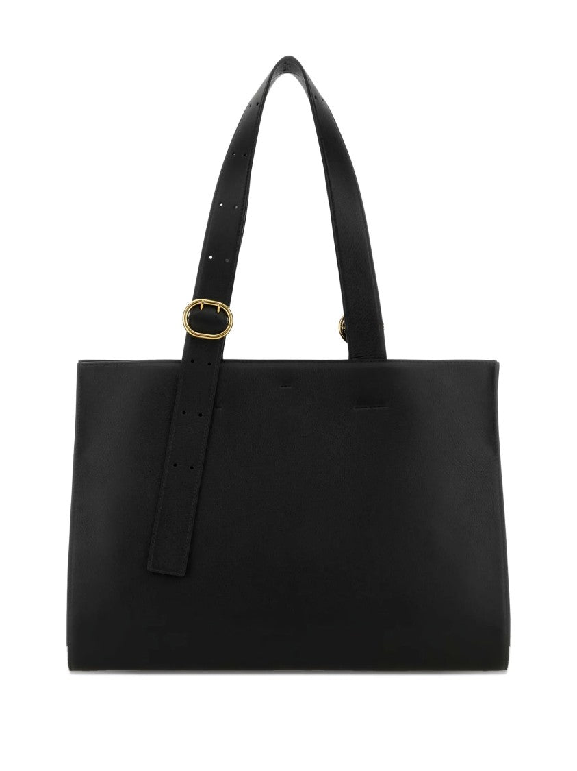 Jil Sander Black Shopping Rectangular Leather Tote
