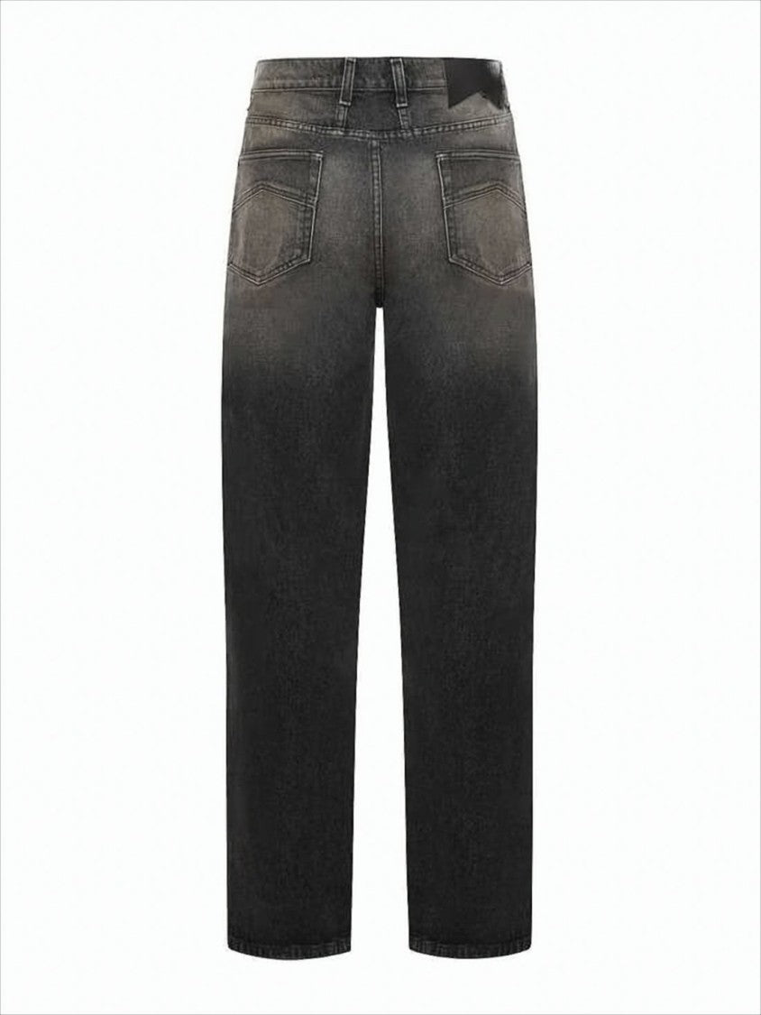 Rhude Straight-Leg Black Denim Pants With Subtle Whiskering