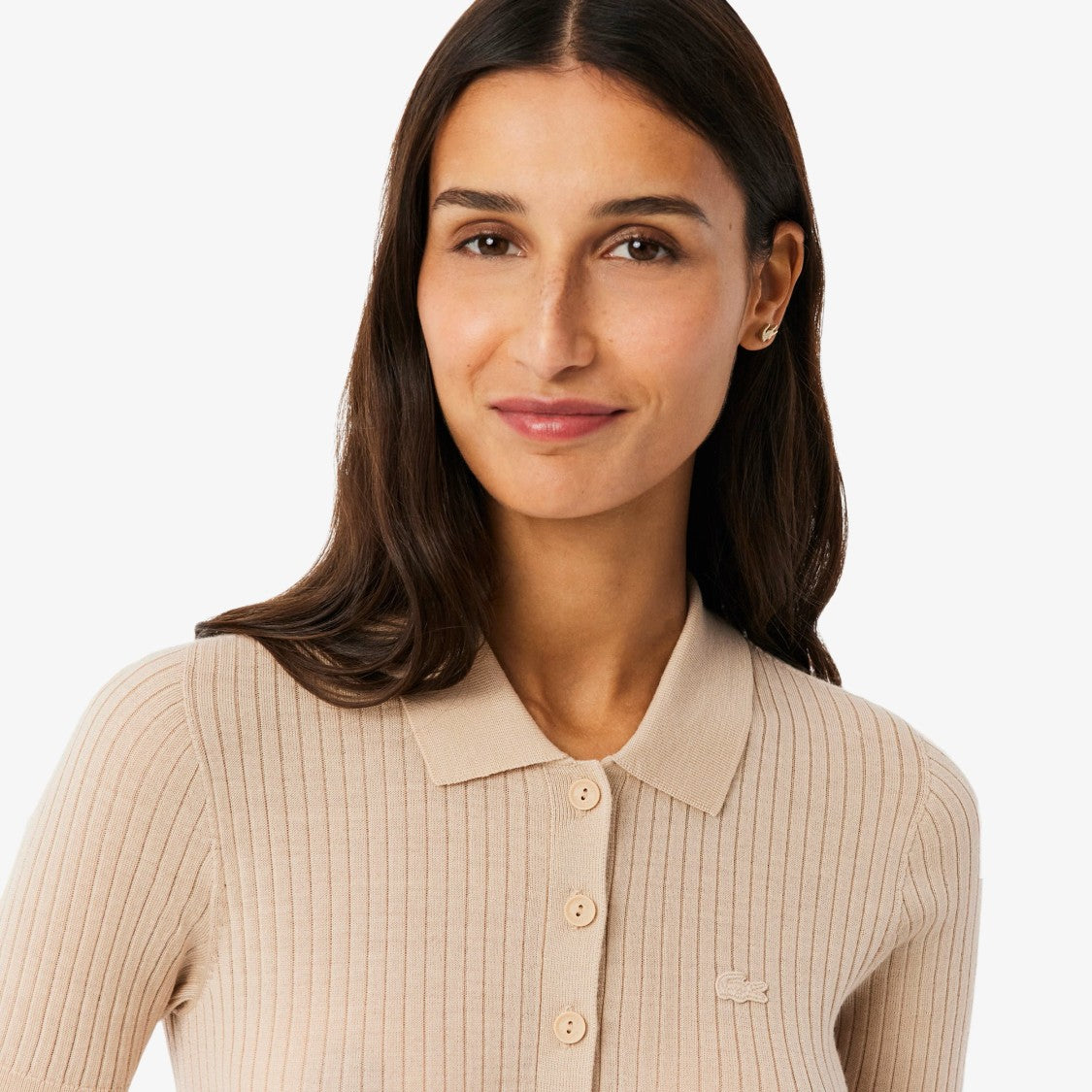 Lacoste Ribbed Knit Polo Shirt With Classic Collar