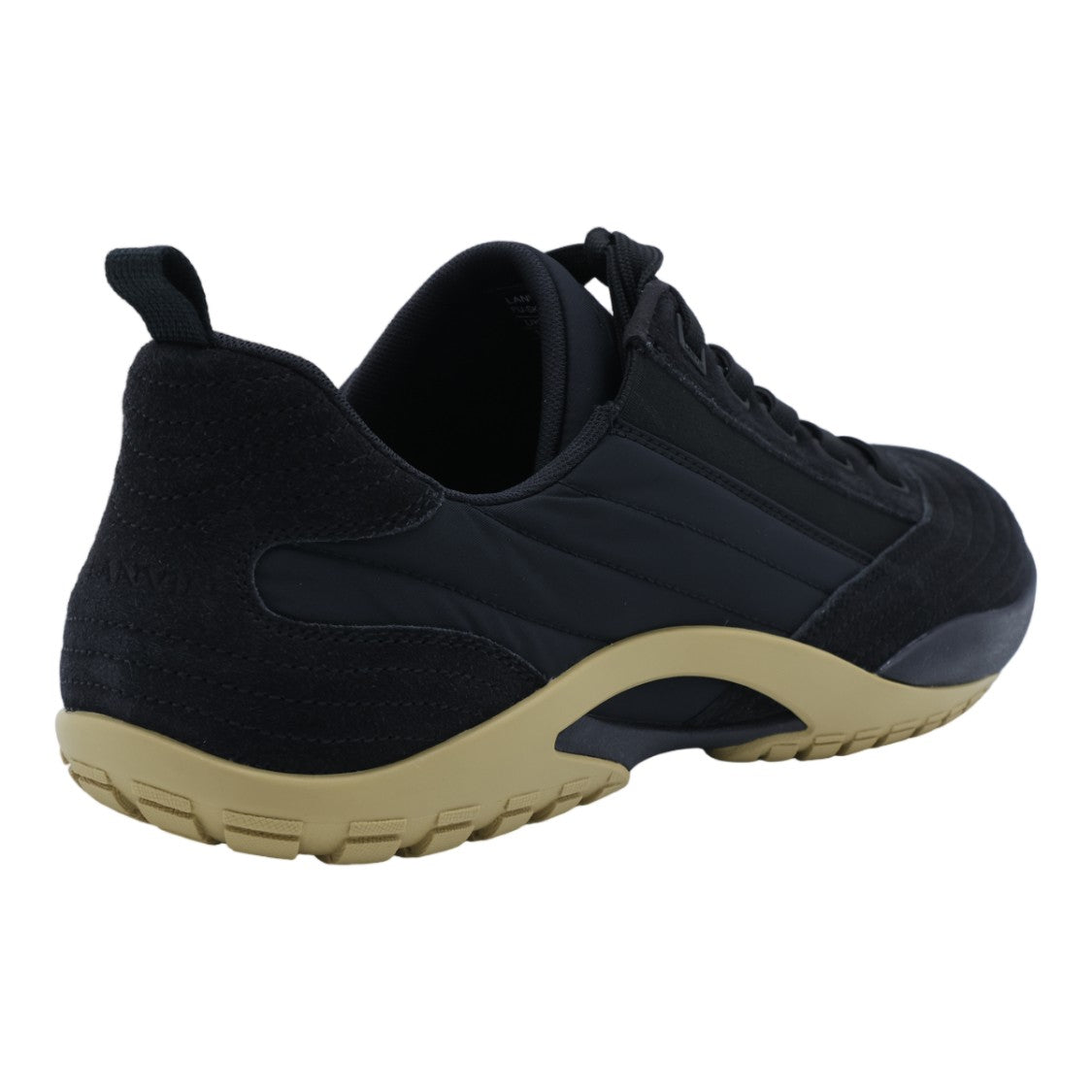 Lanvin Black Textured Low-Profile Beige Sole Sneakers