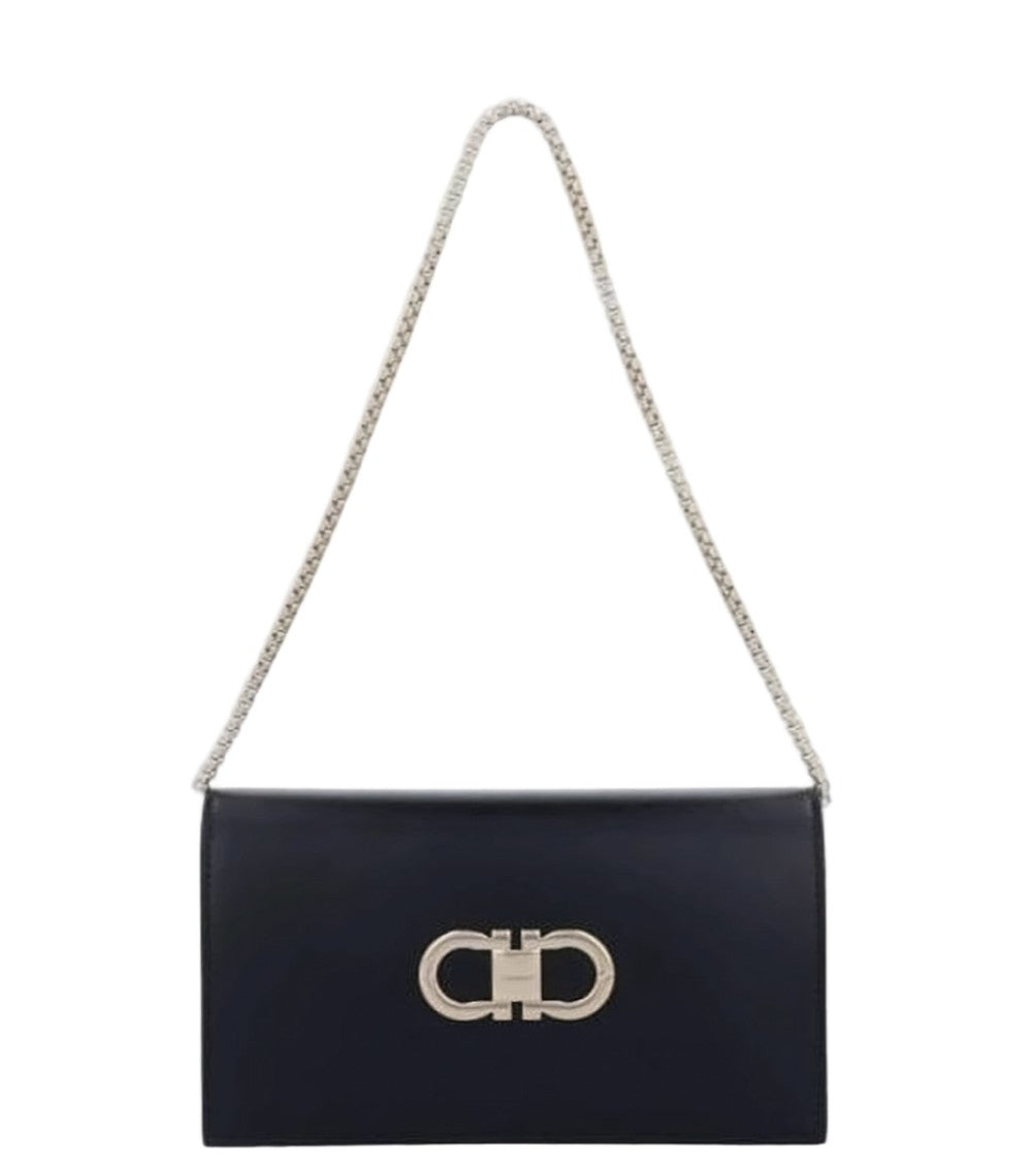 Ferragamo Rectangular Black Calf Leather Shoulder Bag