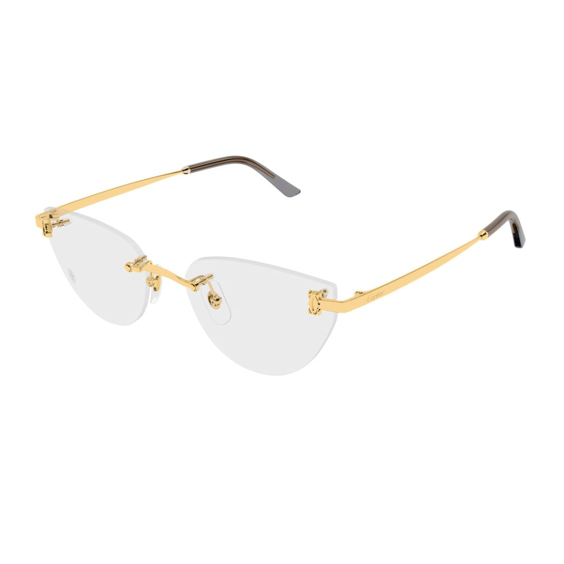Cartier Gold Metal Rimless Eyeglasses With Transparent Lenses