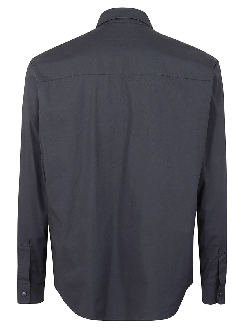 Aspesi Minimalist Black Cotton Shirt With Classic Collar