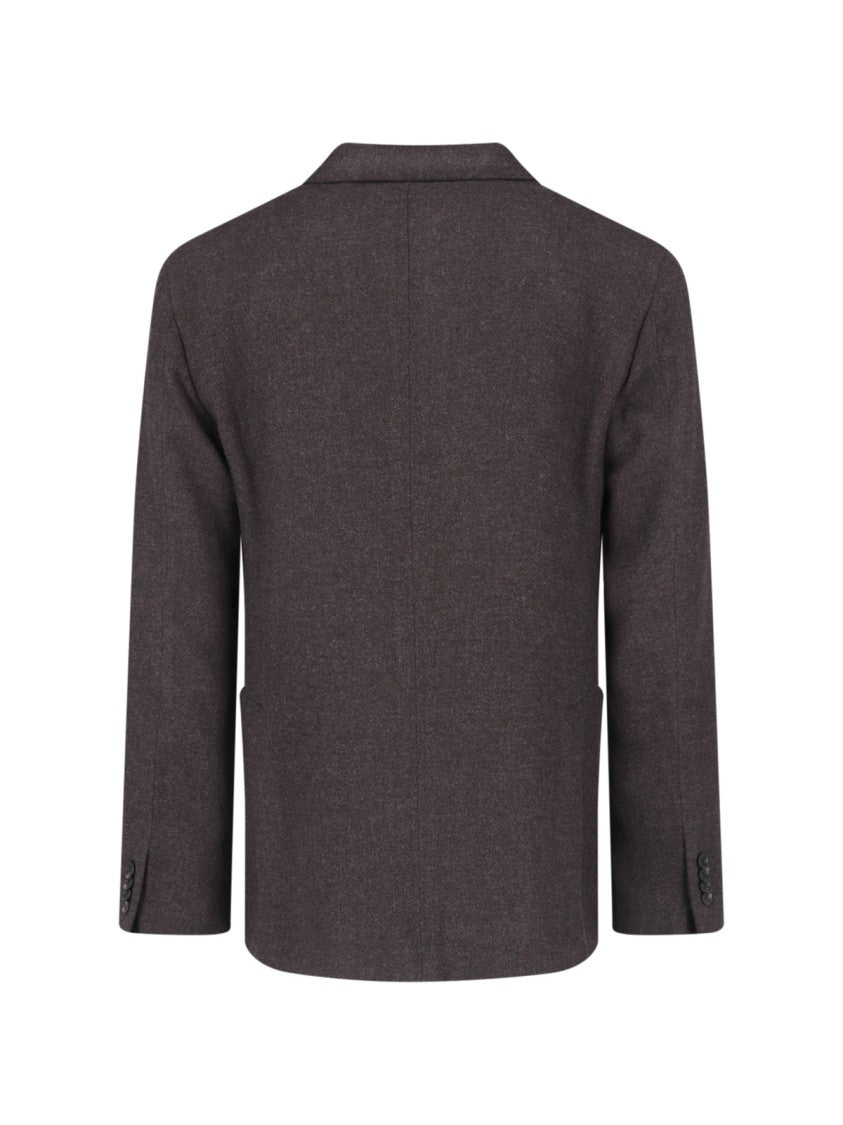 Boglioli Brown Wool-Blend Double-Breasted Notch Lapel Blazer