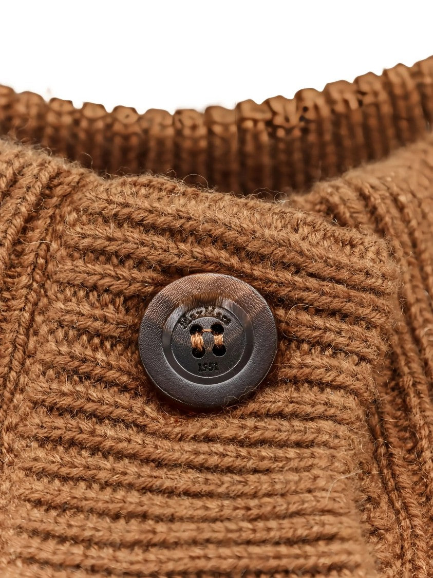 Max Mara Brown Afelio Ribbed Knit Cropped Jacket