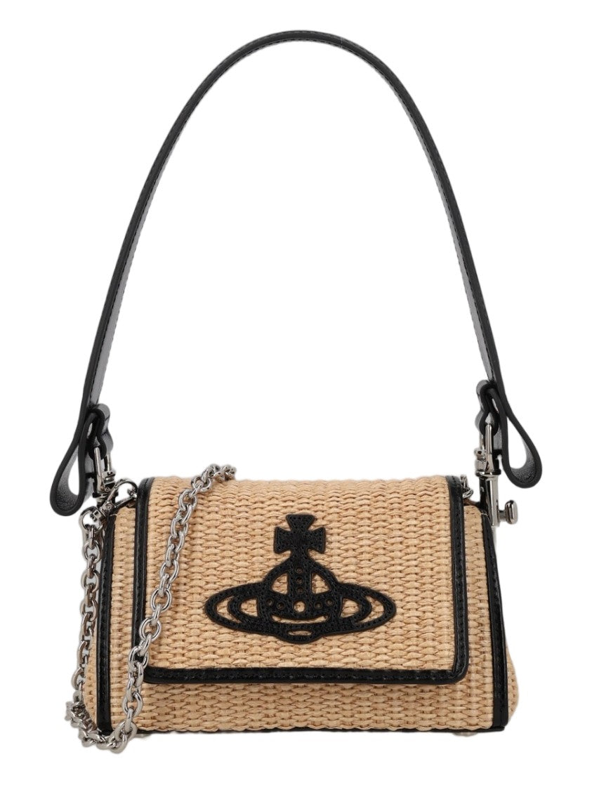 Vivienne Westwood Natural Hazel Embroidered Logo Shoulder Bag