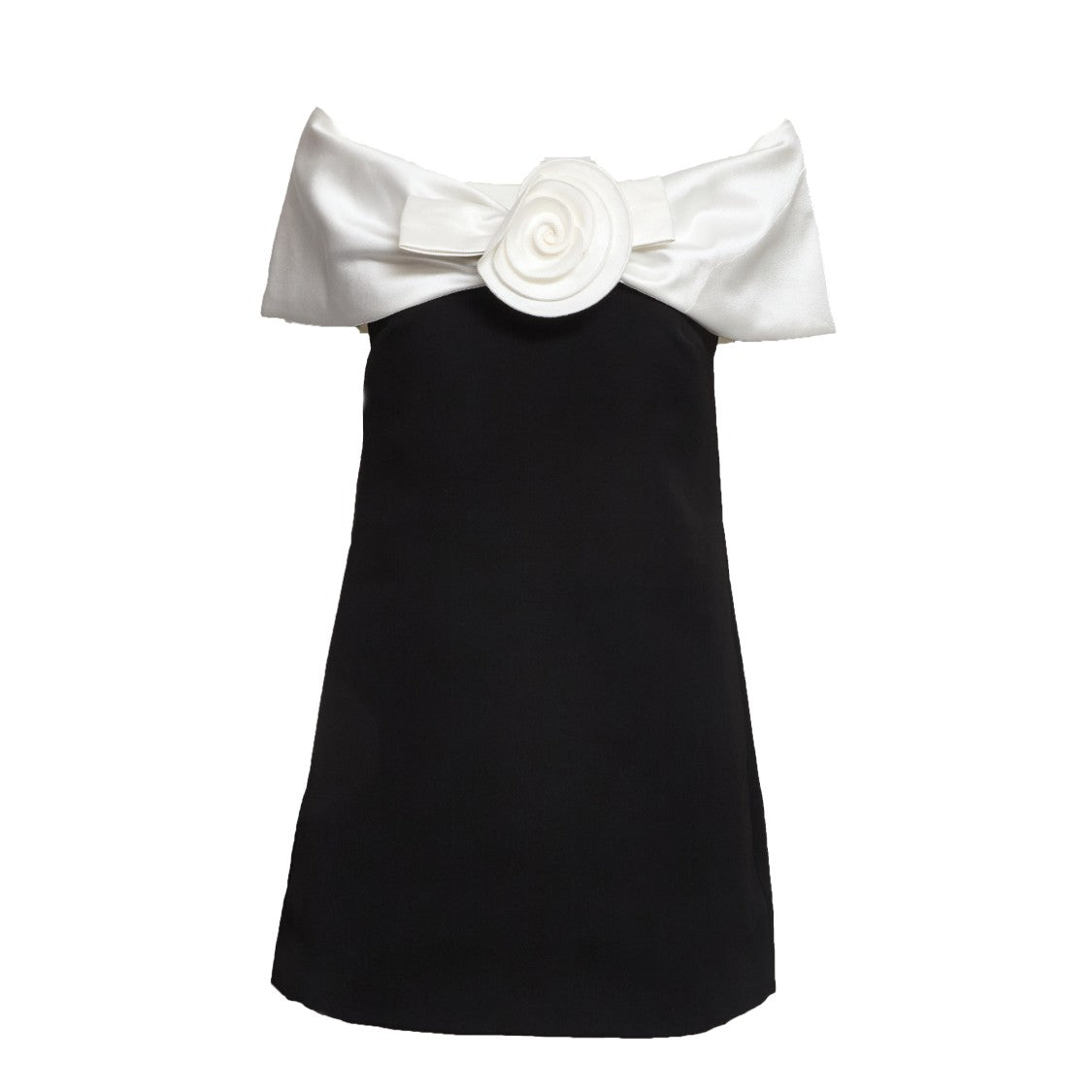 Self-Portrait Black Crepe Flower Mini Dress
