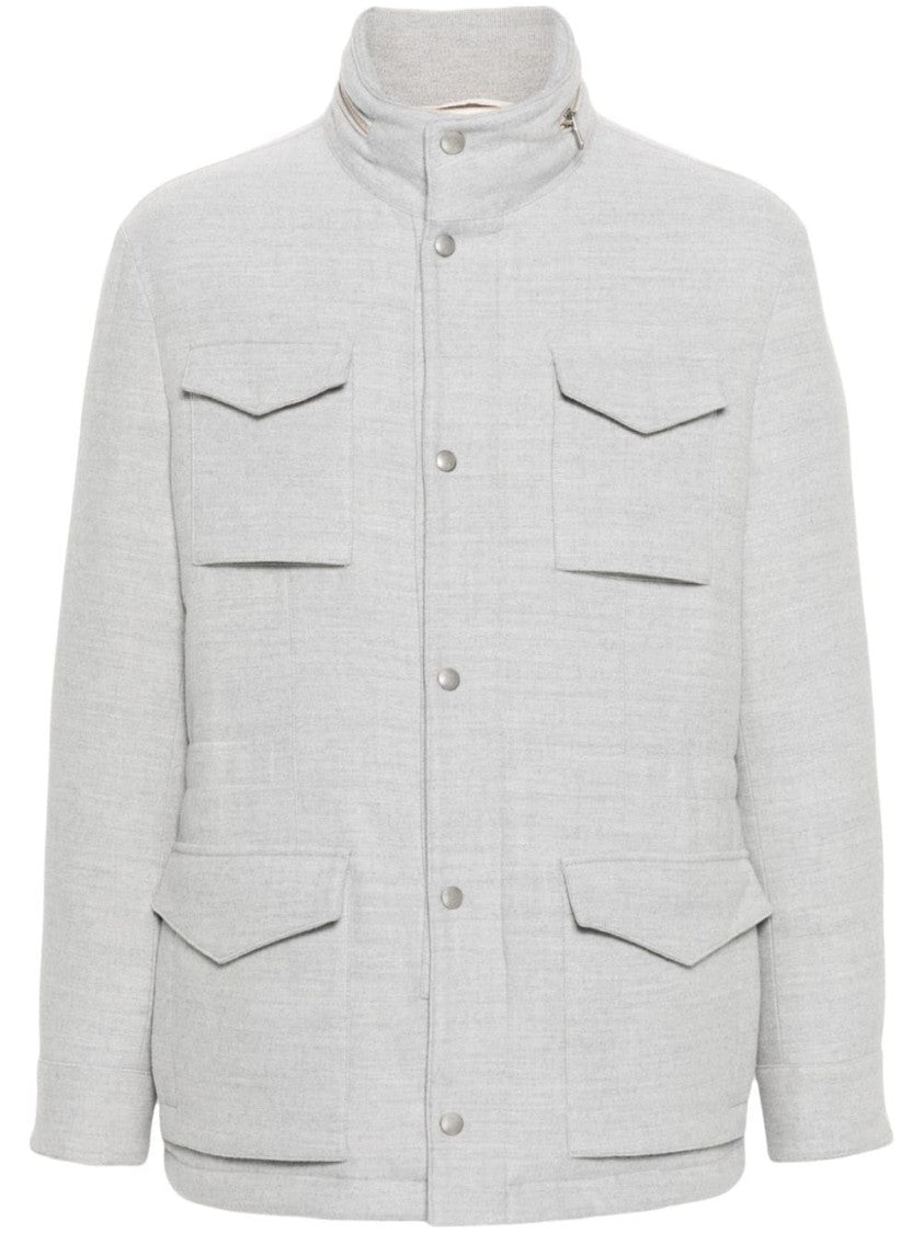 Eleventy Structured Grey Wool Field Jacket