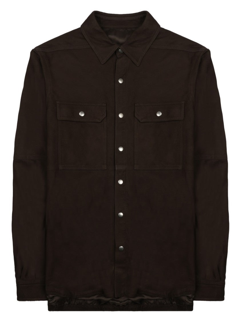 Rick Owens Outershirt Brown Lamb Leather Jacket