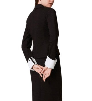 Twinset Actitude Floral Pin-Detail Black Blazer With Removable Cuffs