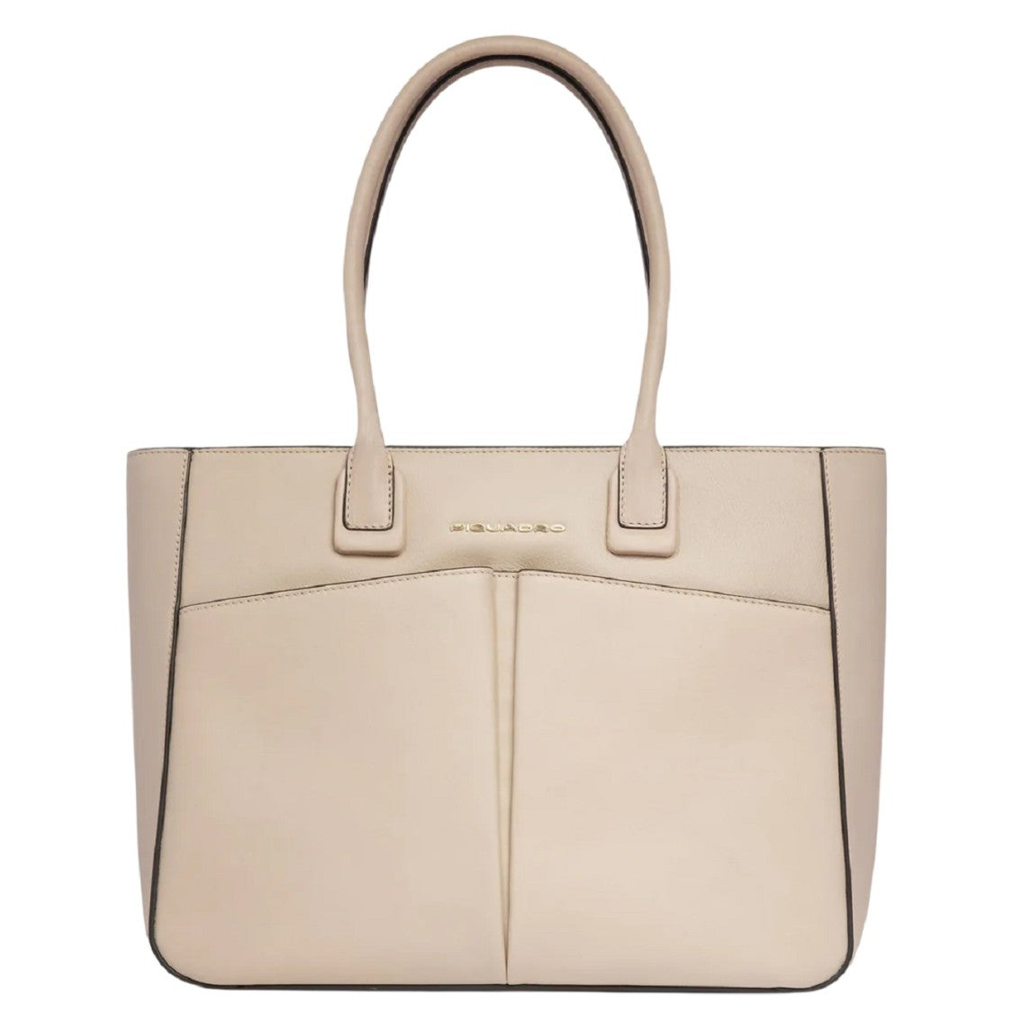 Piquadro Structured Pink Leather Tote Bag
