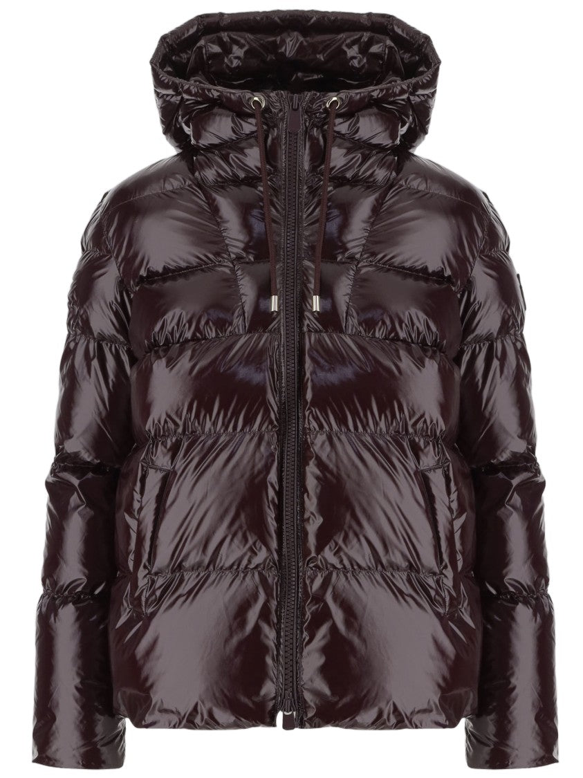 Pinko Glossy Quilted Down Coat With Adjustable Hood