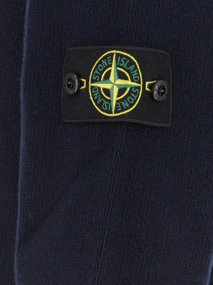 Stone Island Crewneck Sweater With Textured Knit Finish And Logo Patch