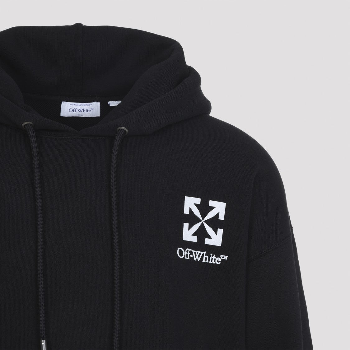 Off-White Relaxed Fit Black Cotton-Elastane Hoodie With Graphic Logo
