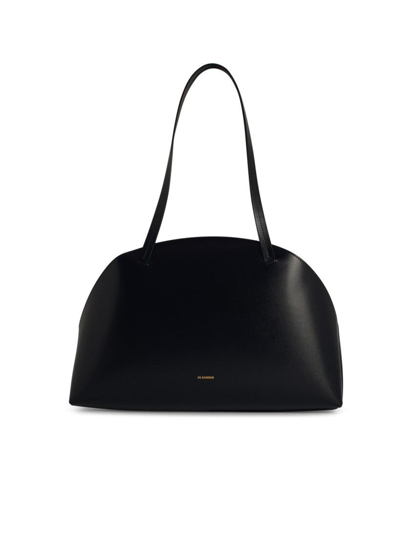 Jil Sander Curve' Medium Black Leather Crossbody Bag