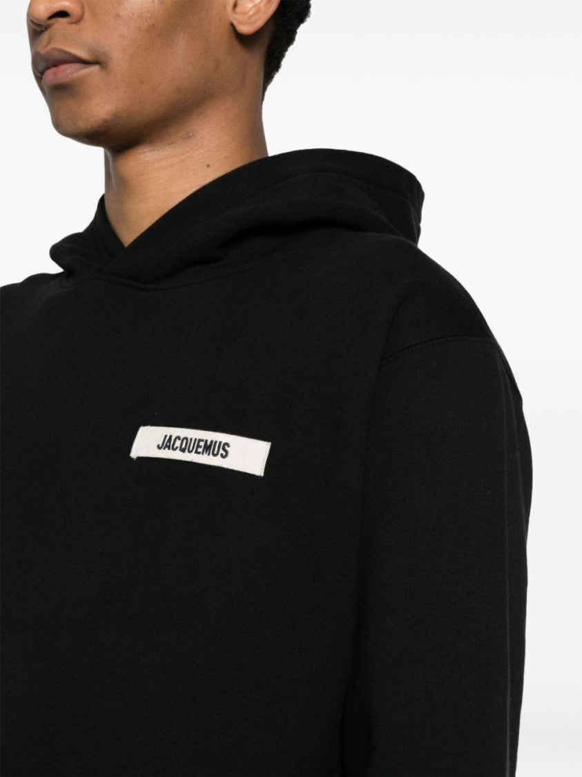 Jacquemus Black Logo Patch Hooded Knit Sweatshirt