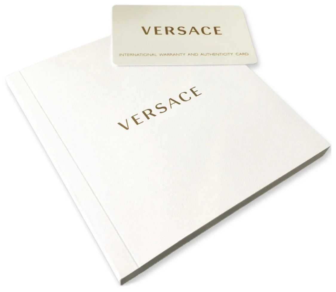 Versace Quartz Watch With Turquoise Dial And Greek Key Motif