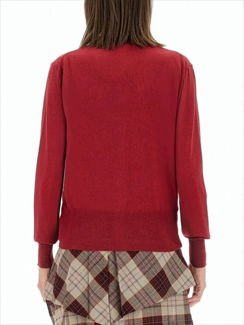 Vivienne Westwood Classic Red Cashmere Blend Cardigan With Embroidered Emblem