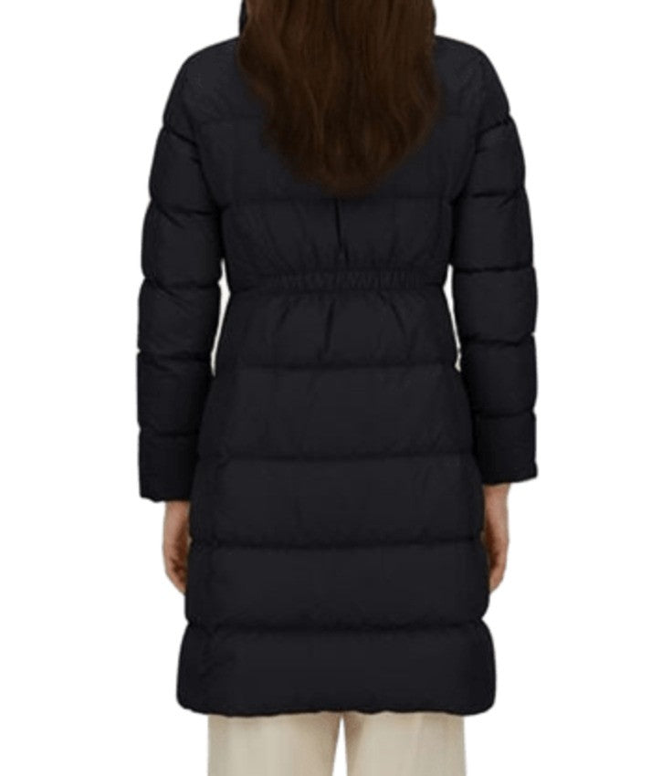 Herno Satin Long Coat With Faux Fur High Collar