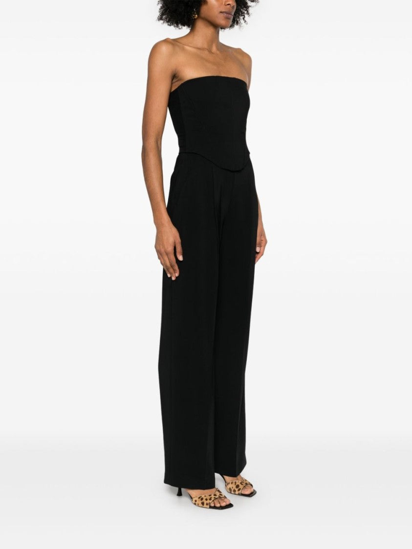 Pinko Structured Black Trousers With Wide-Leg Silhouette