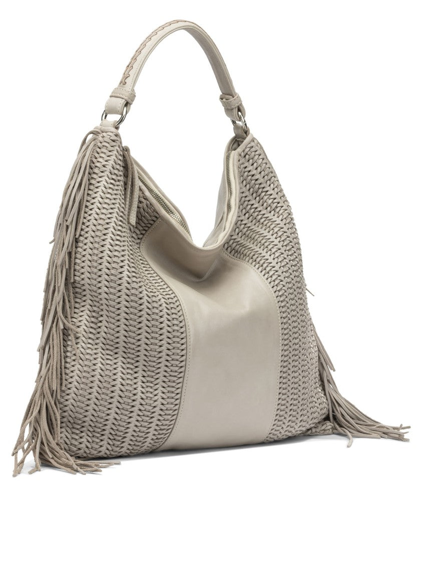 Giancarlo Nevola Spacious 100% Leather Shoulder Bag With Woven Details