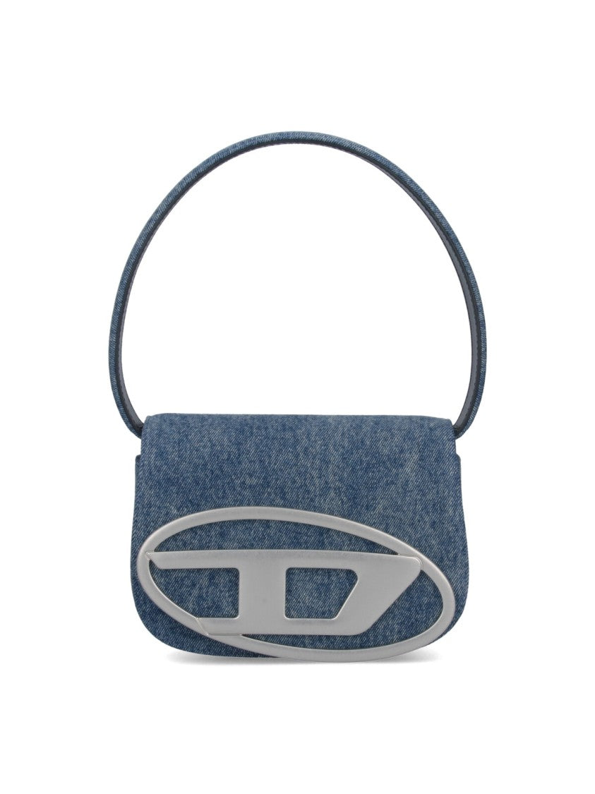 Diesel Shoulder Bag In Blue Denim With Leather Trims