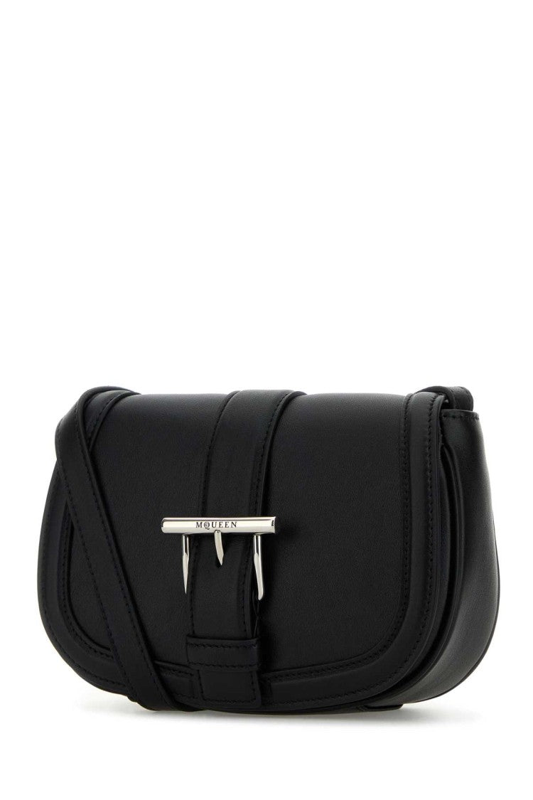Alexander Mcqueen Black Leather Mini Satchel Crossbody Bag
