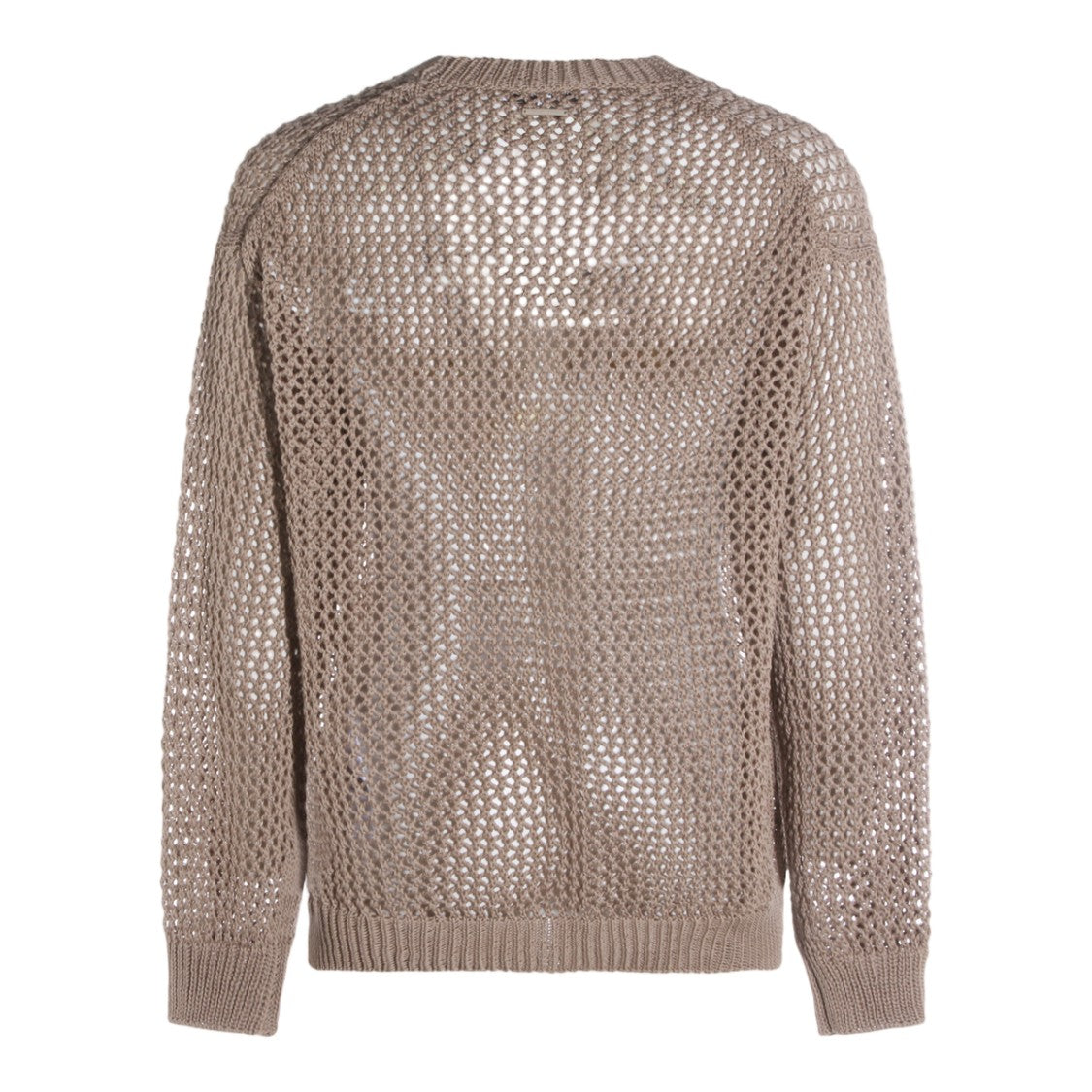Maison Kitsuné Open-Knit Mesh Sweater With Classic Crew Neckline