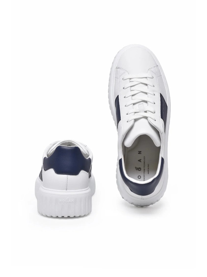 Hogan White Leather H-Stripes Sneakers