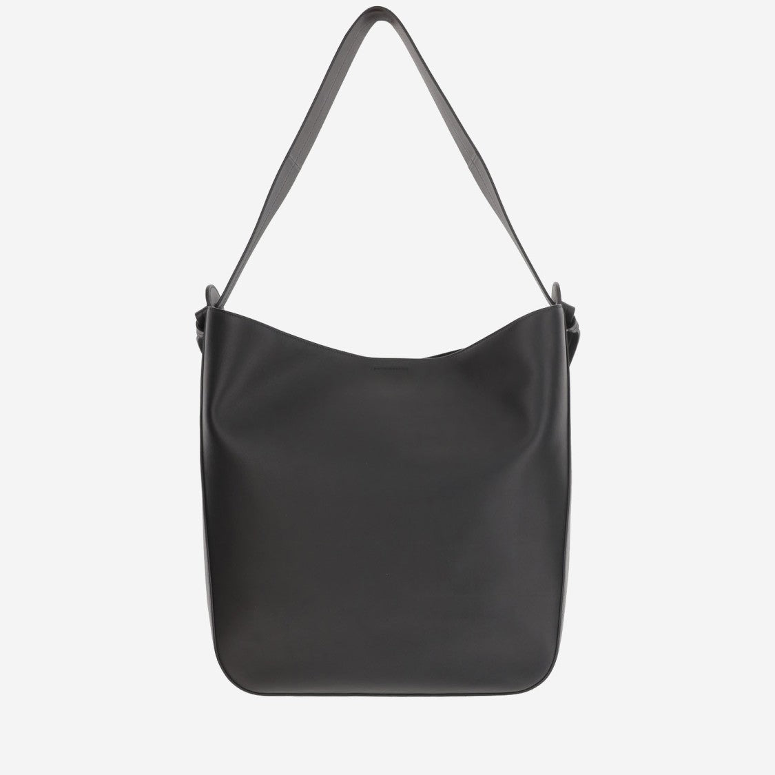 Jil Sander Leather Shoulder Bag With Knotted Handle And Embossed Logo