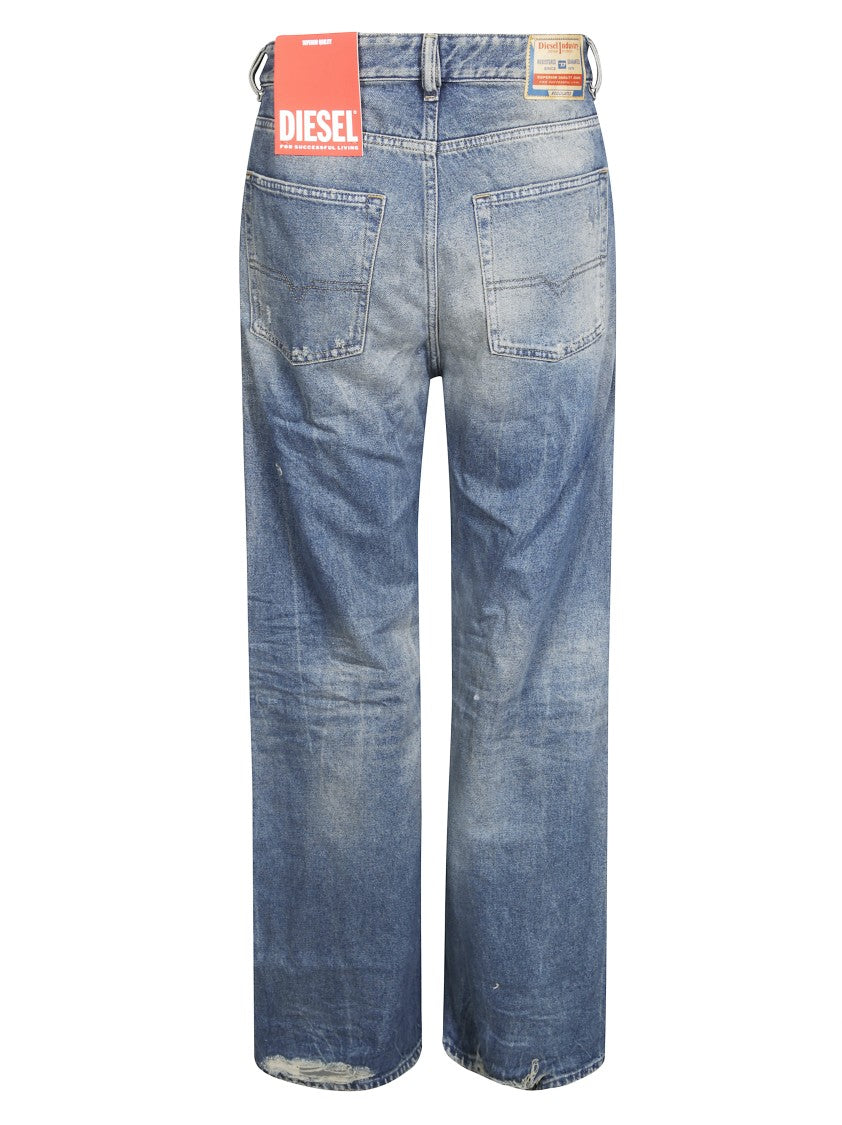 Diesel Cropped Wide-Leg Jeans With Distressed Detailing