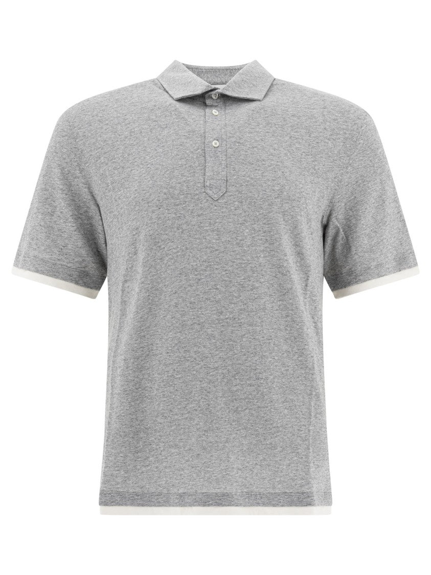 Brunello Cucinelli Light Grey Linen-Cotton Polo Shirt