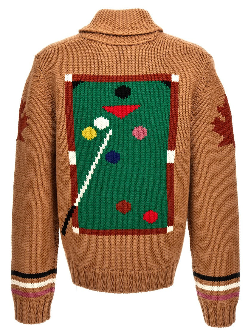 Dsquared2 Oversized Jacquard Wool Cardigan