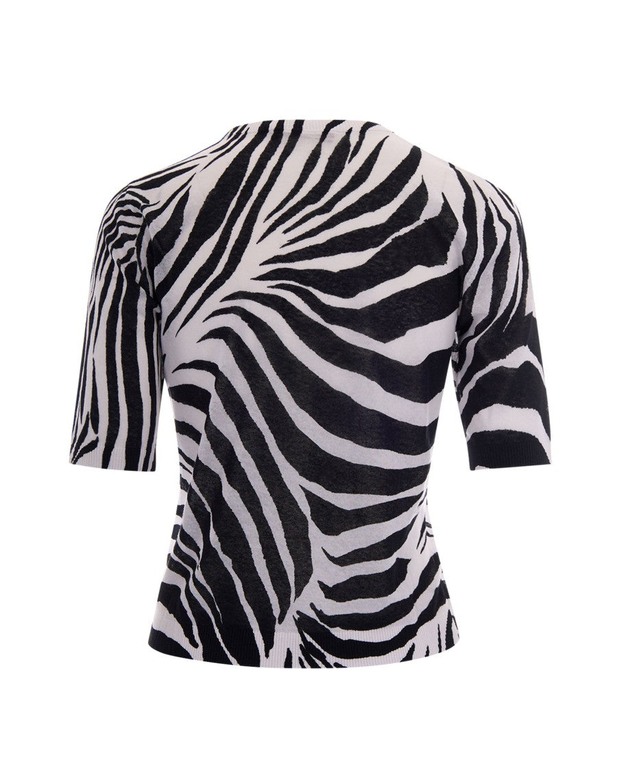 Max Mara Animal Print Three-Quarter Sleeve T-Shirt