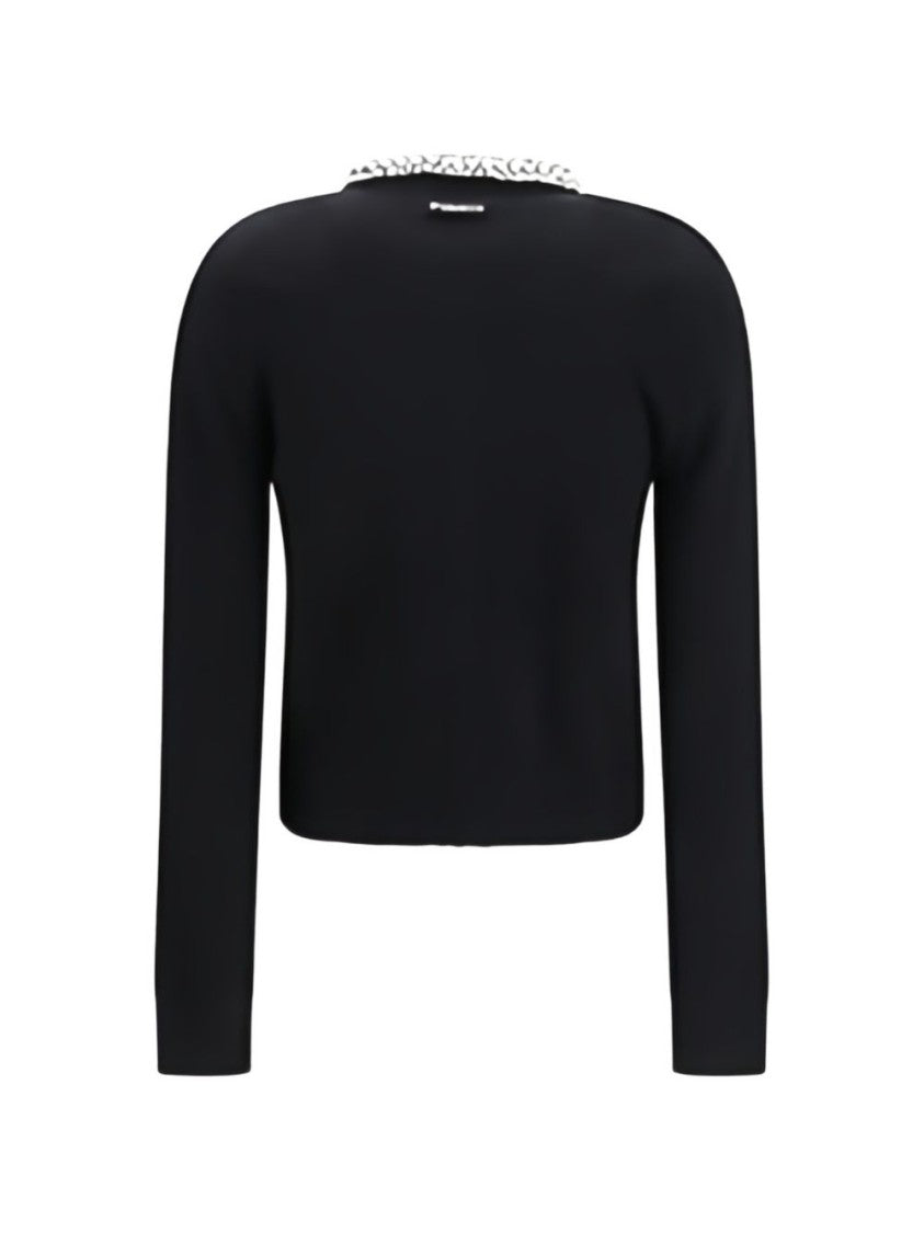 Pinko Cropped Embellished Fitted Sweater