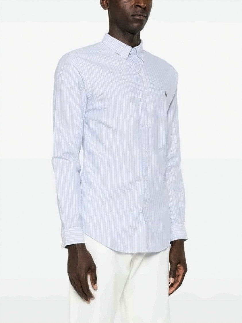 Polo Ralph Lauren Long-Sleeve Button-Up Shirt With Vertical Stripes And Embroidered Logo