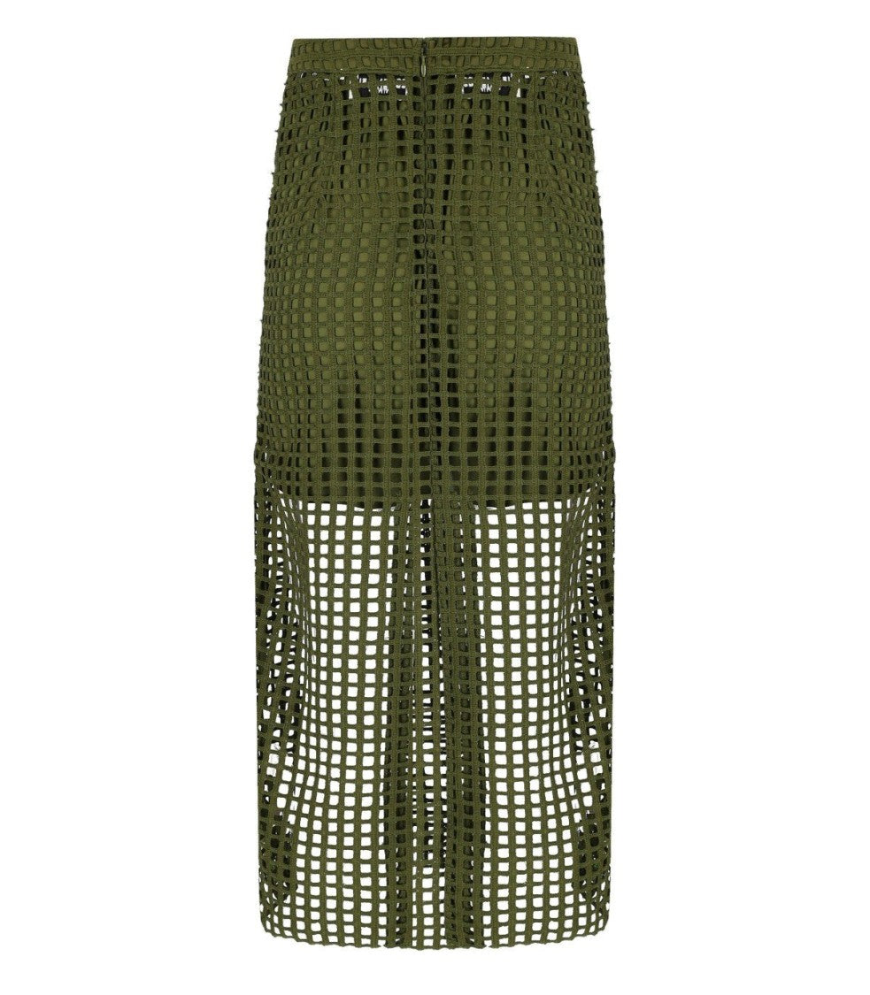 Essentiel Antwerp Handkerchief Khaki Midi Skirt