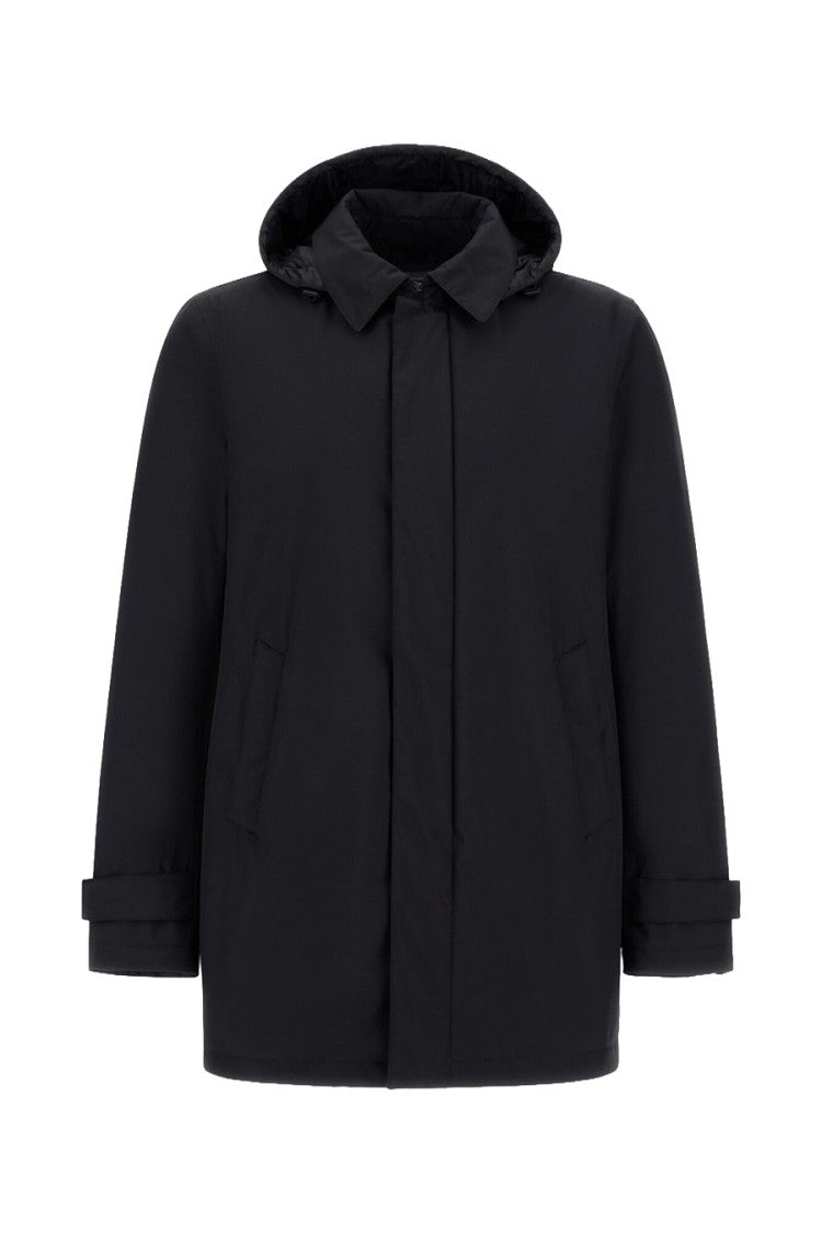 Herno Black Polyester Hooded Parka Jacket
