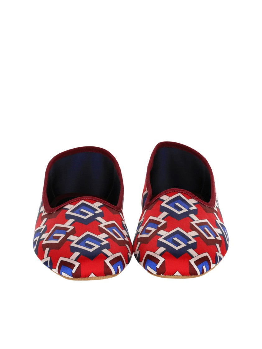 Gucci Geometric G Print Satin Voyage Slippers