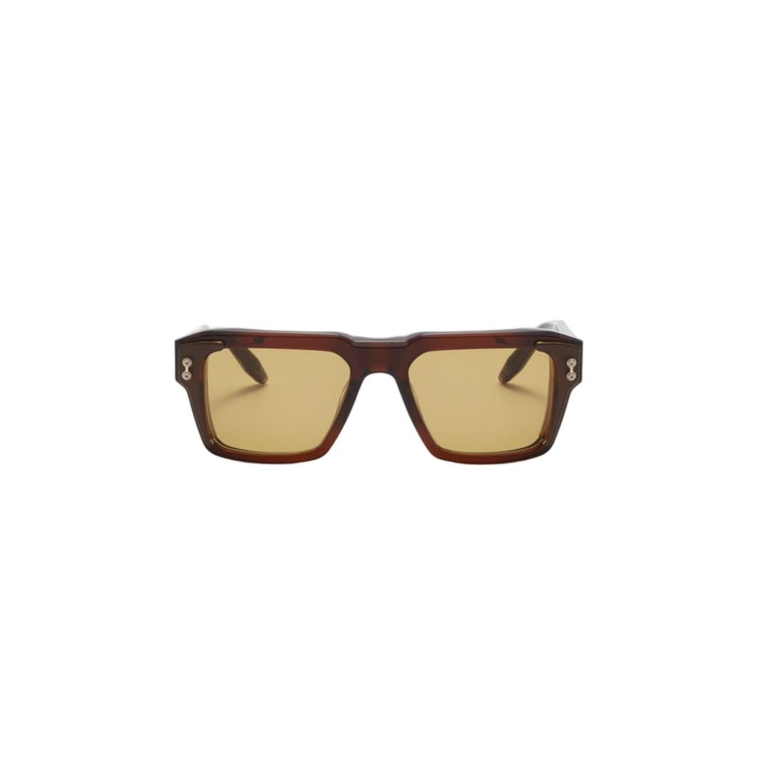 Akoni Rectangular Brown Tortoiseshell Sunglasses With Metallic Accents