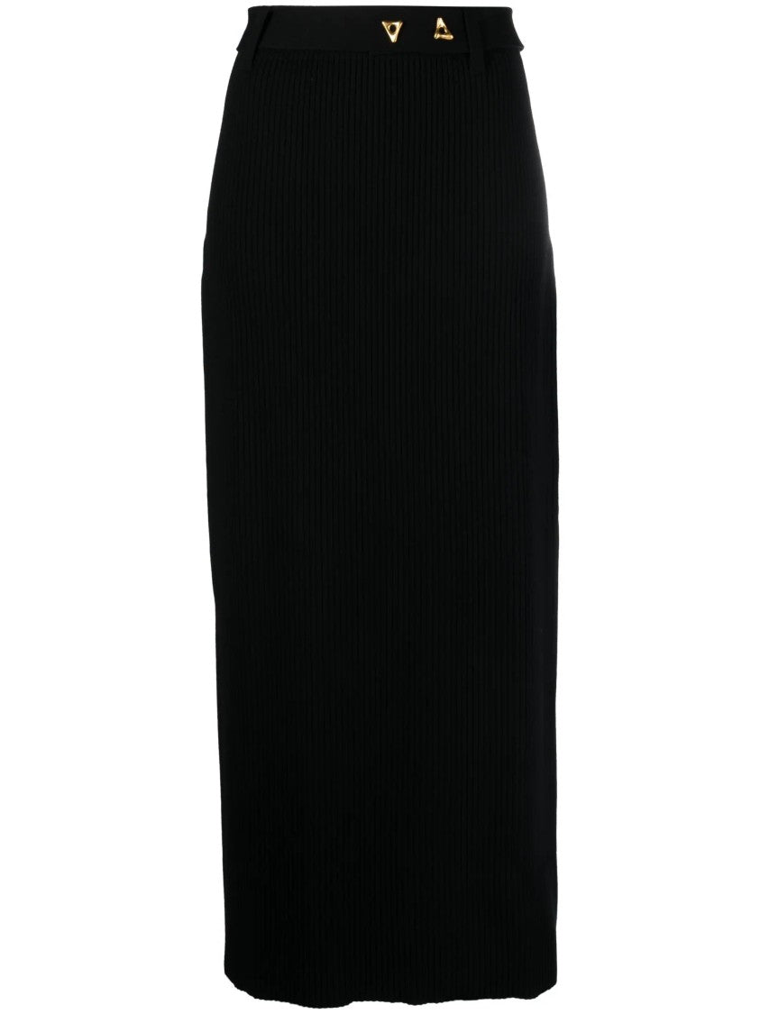 Aeron Ribbed Midi Skirt With Gold Accents