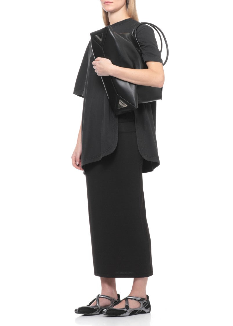 The Attico Black Midi Skirt With Embroidered Logo And Elastic Waistband