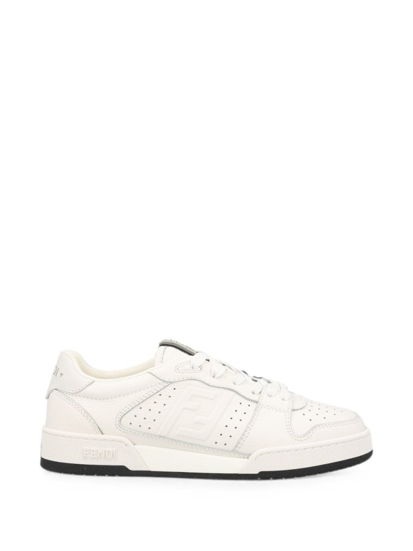 Fendi White Perforated Lace-Up Sneakers