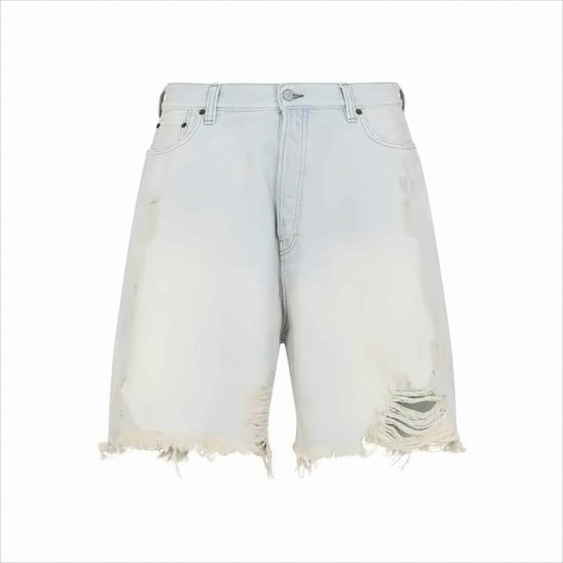 Acne Studios Light-Washed Denim Shorts With Distressed Hem
