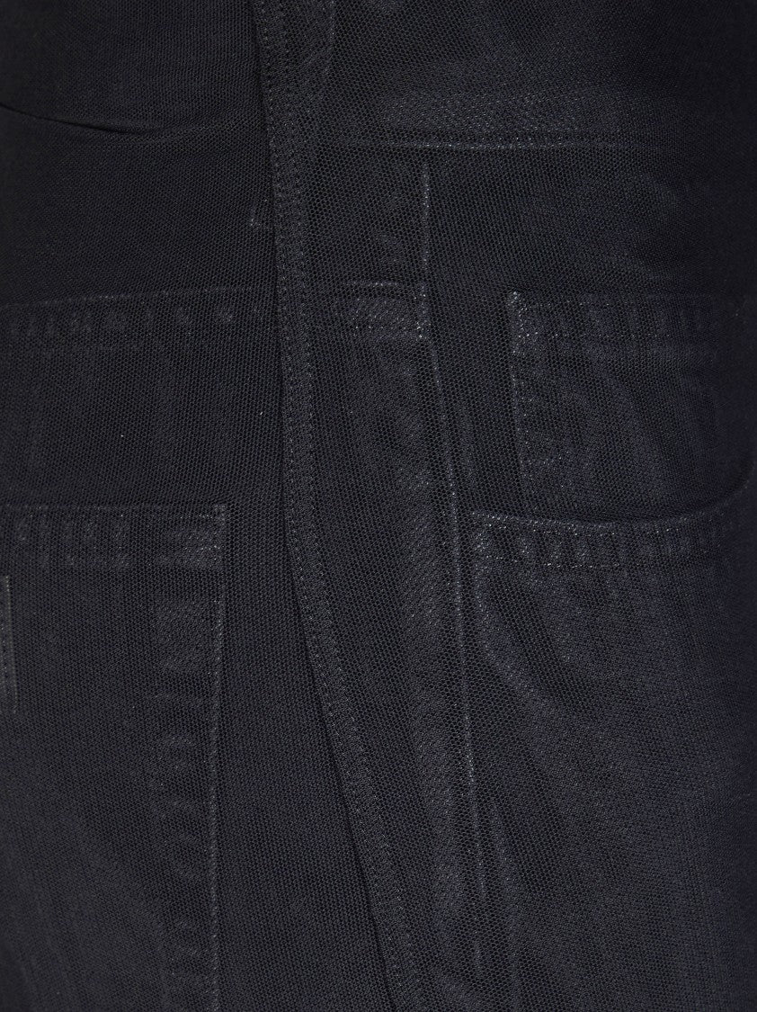 Mm6 By Maison Margiela Black Layered Skirt Panel Straight Jeans