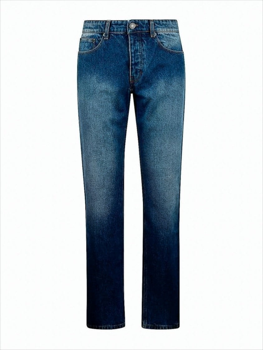 Ami Classic Straight-Leg Denim Pants With Subtle Distressing