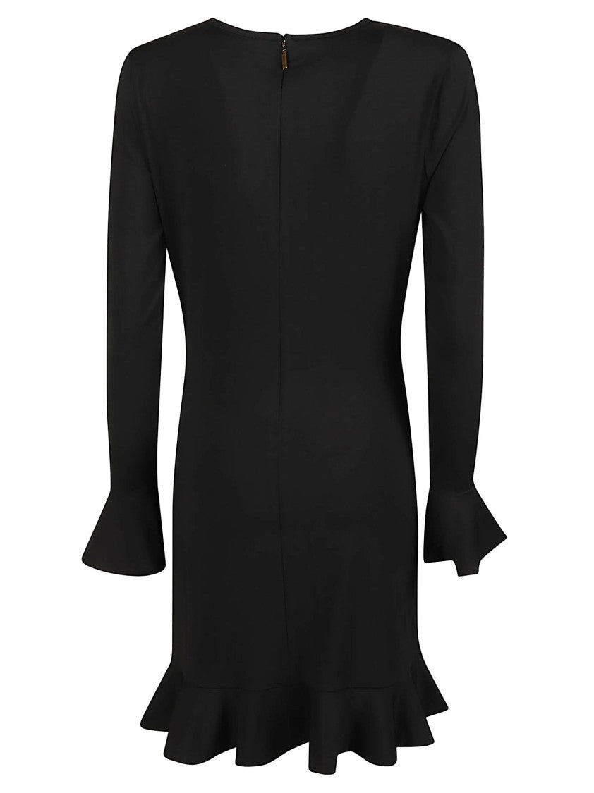 Michael Kors Rushed Fitted Ruffled Hem Ruched Mini Dress
