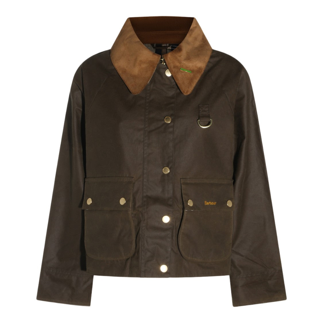 Barbour Dark Olive Waxed Corduroy Collar Jacket